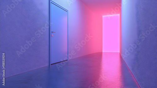 Neon Corridor Illuminates w...