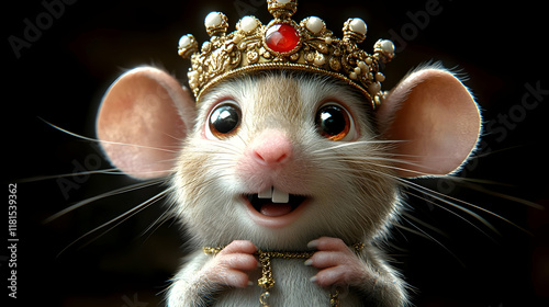Royal Mouse Wears Crown and...