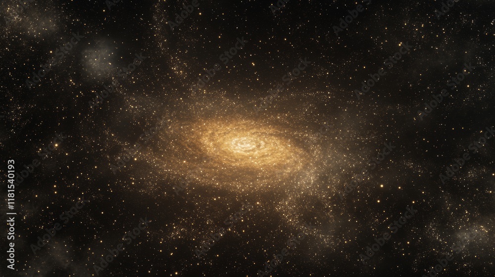 Fototapeta premium Golden Spiral Galaxy Cosmic Composition, Starry Night Image, Celestial Concept astrophotography, space art