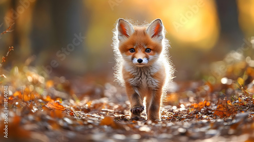 Red Fox Cub Explores Autumn...