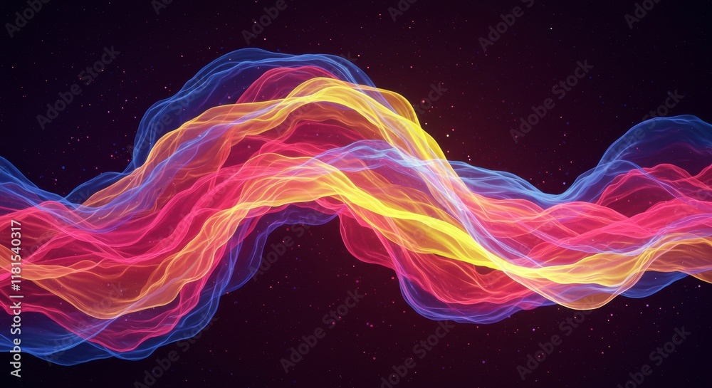 Abstract Colorful Wave: A mesmerizing abstract image of vibrant, flowing waves in hues of red, yellow, and blue against a dark background. The dynamic forms create a sense of movement and energy. Abstract Colorful Wave: A mesmerizing abstract image of vibrant, flowing waves in hues of red, yellow, and blue against a dark background. The dynamic forms create a sense of movement and energy.