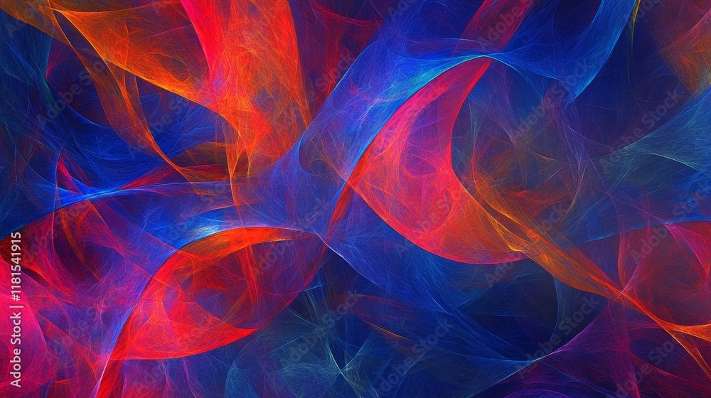 Fototapeta premium Abstract Blue and Red Energy Flow Fractal Art Composition, Abstract Background, Digital Painting Fractal art, abstract art