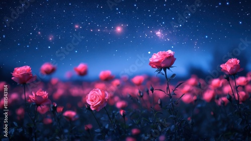 Close-up of vibrant roses with delicate petals glowing