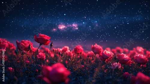 Close-up of vibrant roses with delicate petals glowing
