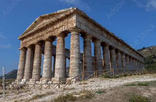 The Temple or Great Temple of Segesta, in the municipal territory of Calatafimi Segesta, province of Trapani, Sicily, Italy