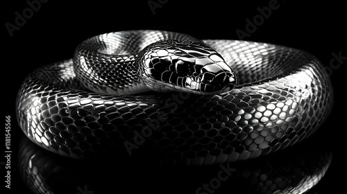Black Snake Coils on Dark B...