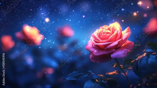 Close-Up of Vibrant Roses with Glowing Delicate Petals