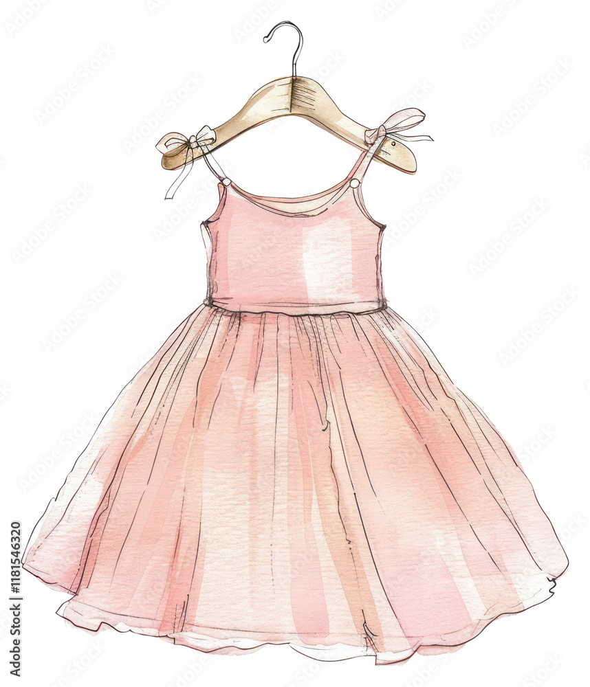 Obraz premium PNG Pink dress on hanger clothing apparel fashion.