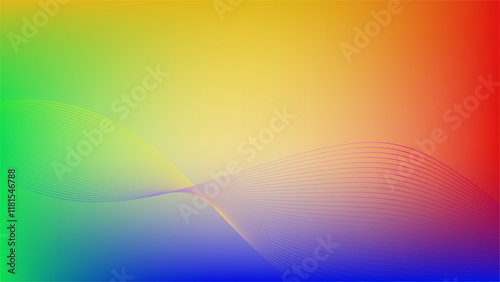 Wavy blended lines with yellow purple gradient mesh abstract background