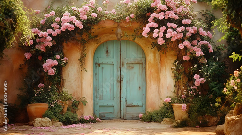 Pink Roses Bloom Around a C...