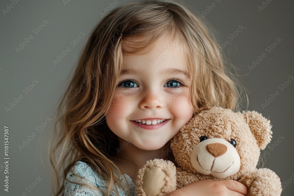 A little girl holding a teddy bear with a cheerful smile isolated 8k resolution A little girl holding a teddy bear with a cheerful smile isolated 8k resolution