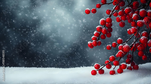 Red Berries Glow in Snowy W...