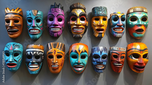 Wooden Masks Display Tradit...