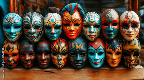 Colorful Masks Displayed Sh...