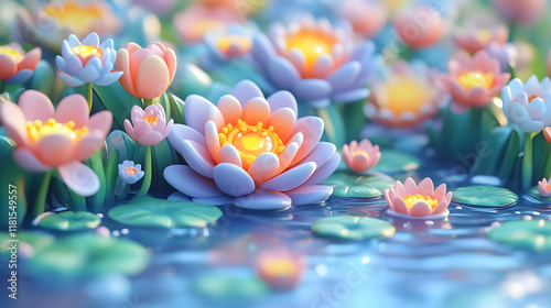 Water Lilies Bloom Beautifu...