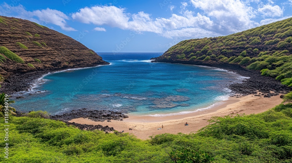 Fototapeta premium Secluded Hawaiian Cove: A Tropical Paradise