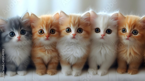 Five Kittens Sit Together, ...