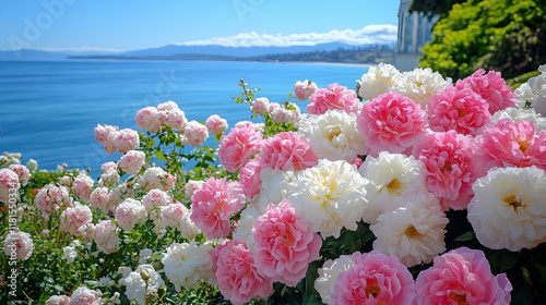 Pink and White Roses Bloom ...