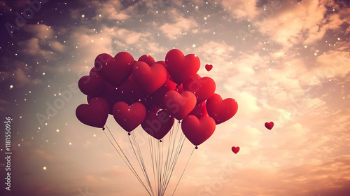 Heart Balloons Soar with Lo...