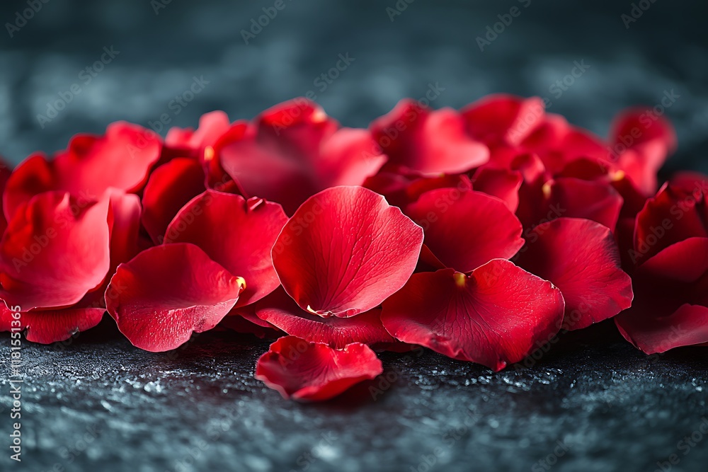 Valentine Day pile of red petals on blank background Valentine Day pile of red petals on blank background