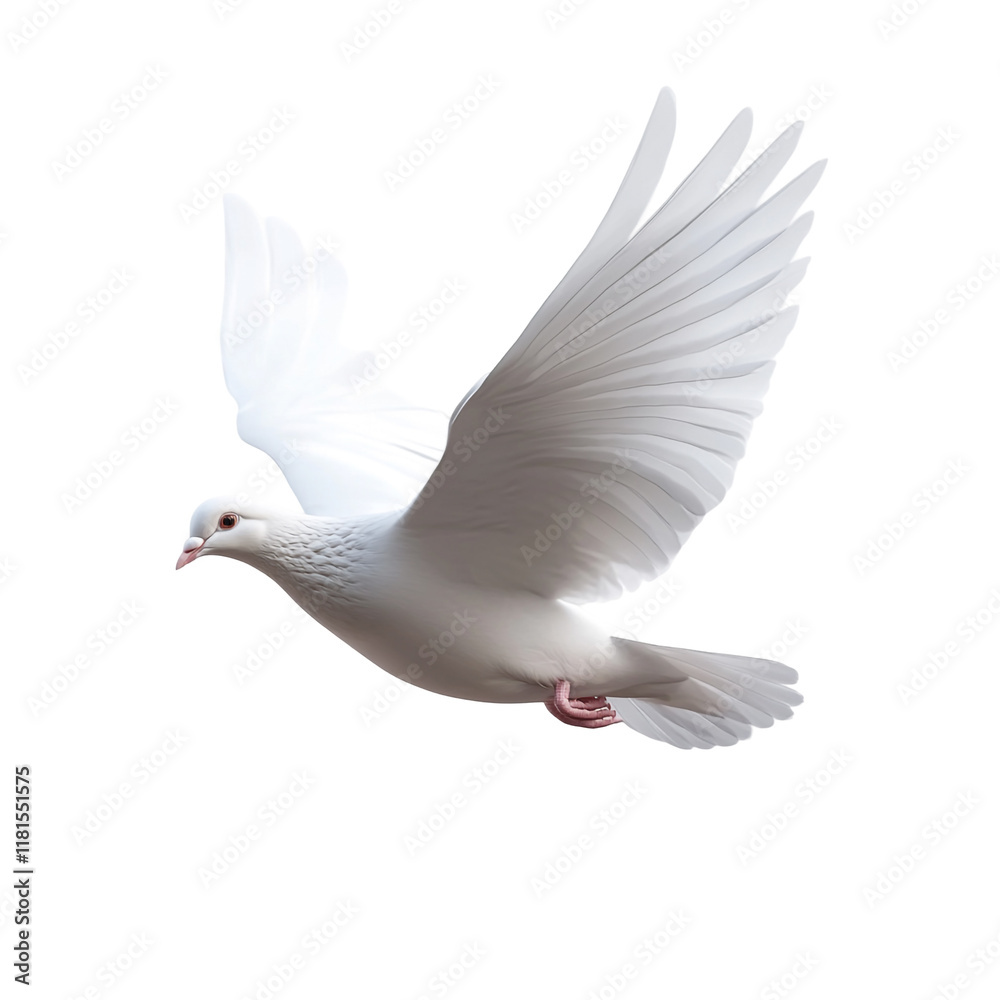 Obraz premium A White Dove in Flight Graceful Wings Peaceful Symbol Hopeful Journey