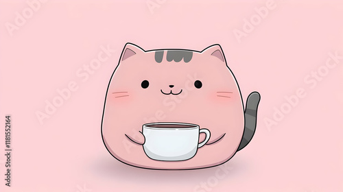 Cute Pink Cat Enjoys a Warm...