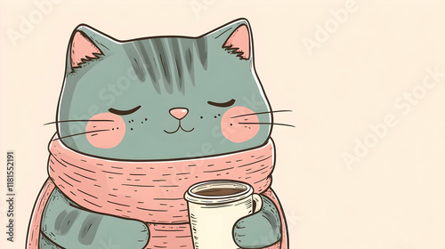 Cute Cat Enjoys Warm Bevera...