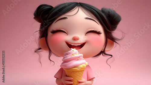 Happy Child Eats Ice Cream ...