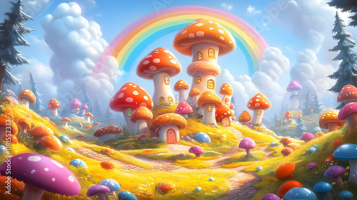 Mushroom Houses Shine Under...