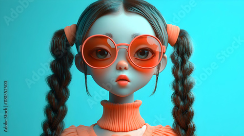 3D Girl Character Wearing O...