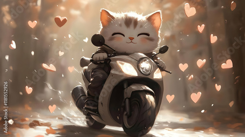 Cute Kitten Rides Scooter w...