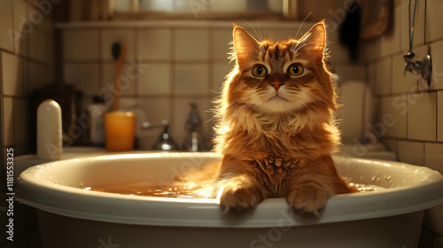Ginger Cat Takes a Relaxing...
