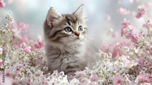 Cute Kitten Explores Pink a...