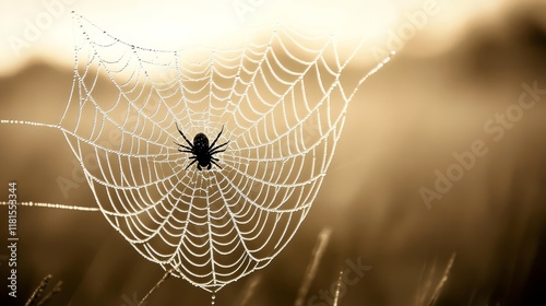 Wallpaper Mural Spiderweb Glimmering Under Gentle Morning Sunlight, Close up Monochrome High Resolution Image Torontodigital.ca