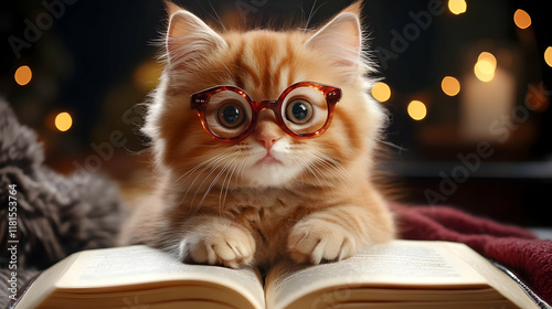 Cute Kitten Reads a Book: F...