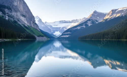 Wallpaper Mural Serene mountain lake at dawn Torontodigital.ca