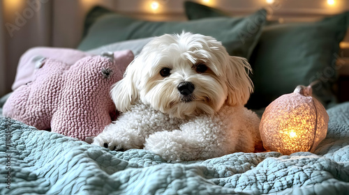 Small Dog Relaxes Comfortab...