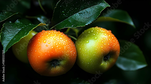 Fresh Apples Glisten with D...
