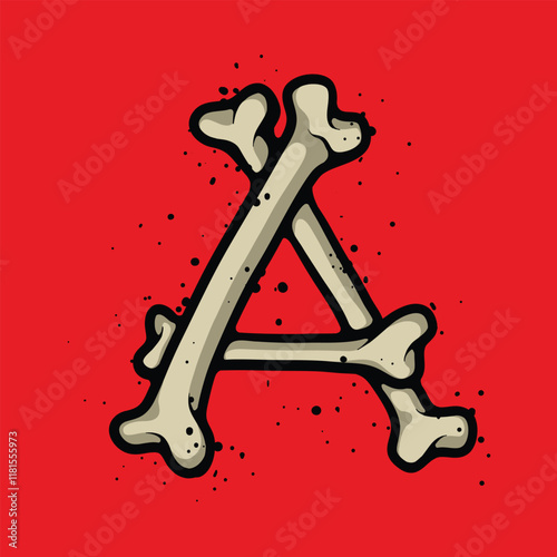 Letter A bone cartoon vector illustration