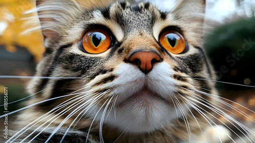 Cat Stares with Wide Eyes, ...