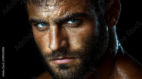 Man Sweating Shows Determin...
