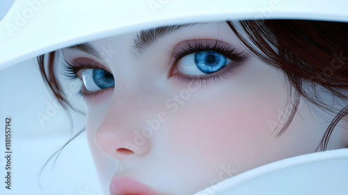Blue Eyes Gaze Mysteriously...