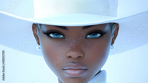 Woman Wears White Hat, Fash...