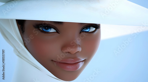 Woman Wears White Hat, Fash...