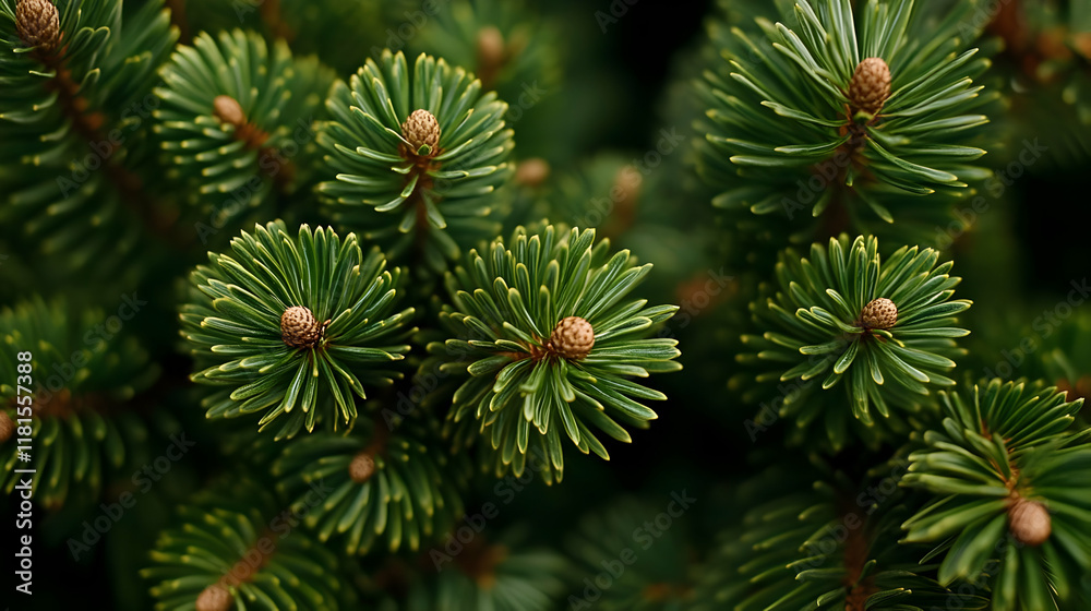 Pine Needles Grow Beautifully on Branches Close Up Pine Needles Grow Beautifully on Branches Close Up