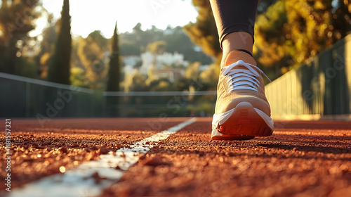Runner Starts Run on Track ...