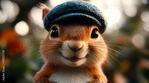 Smiling Squirrel Wears a Ca...