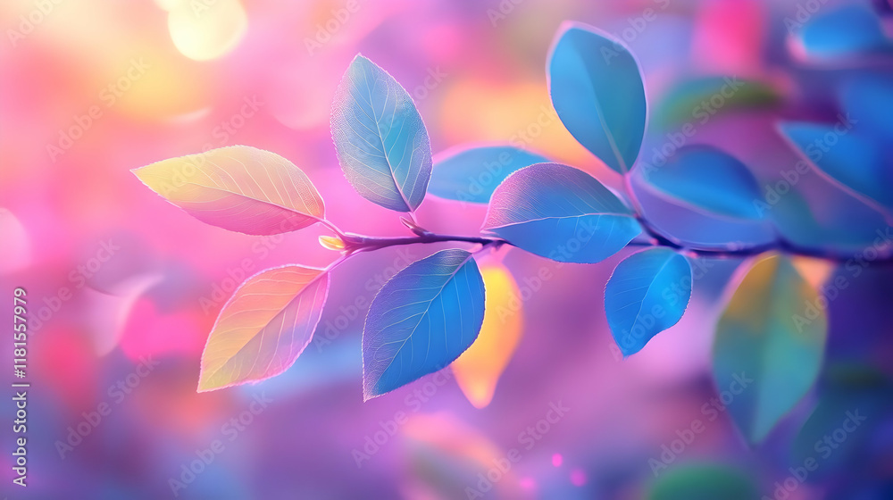 Colorful Leaves Glow Beautifully in Soft Light Colorful Leaves Glow Beautifully in Soft Light
