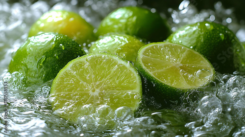 Fresh Limes Splashing into ...