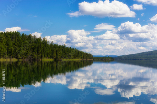 Summer landscape. Russia, Tuva Republic, Lake Azas